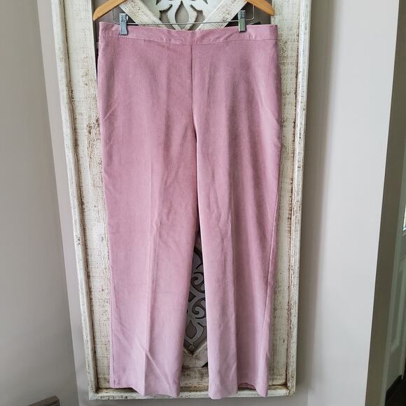 Alfred Dunner Women's 14 Telluride Corduroy Elastic Waist Pleated Pants Rose - Picture 3 of 6